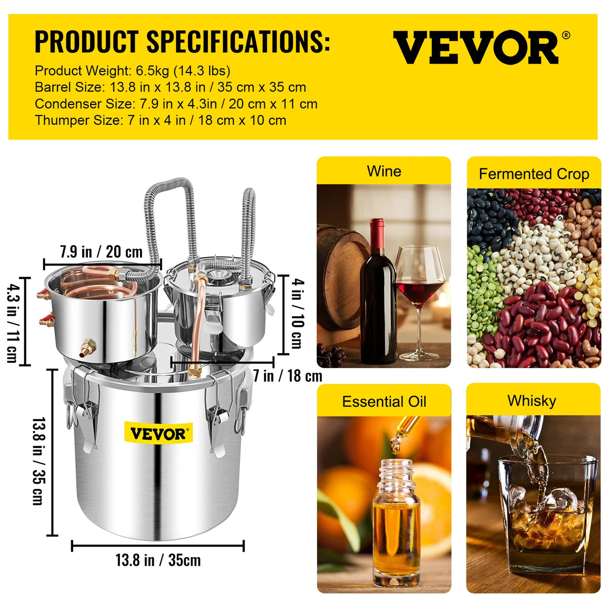 Succebuy Professional Stainless Steel Alcohol Distiller For Home Use