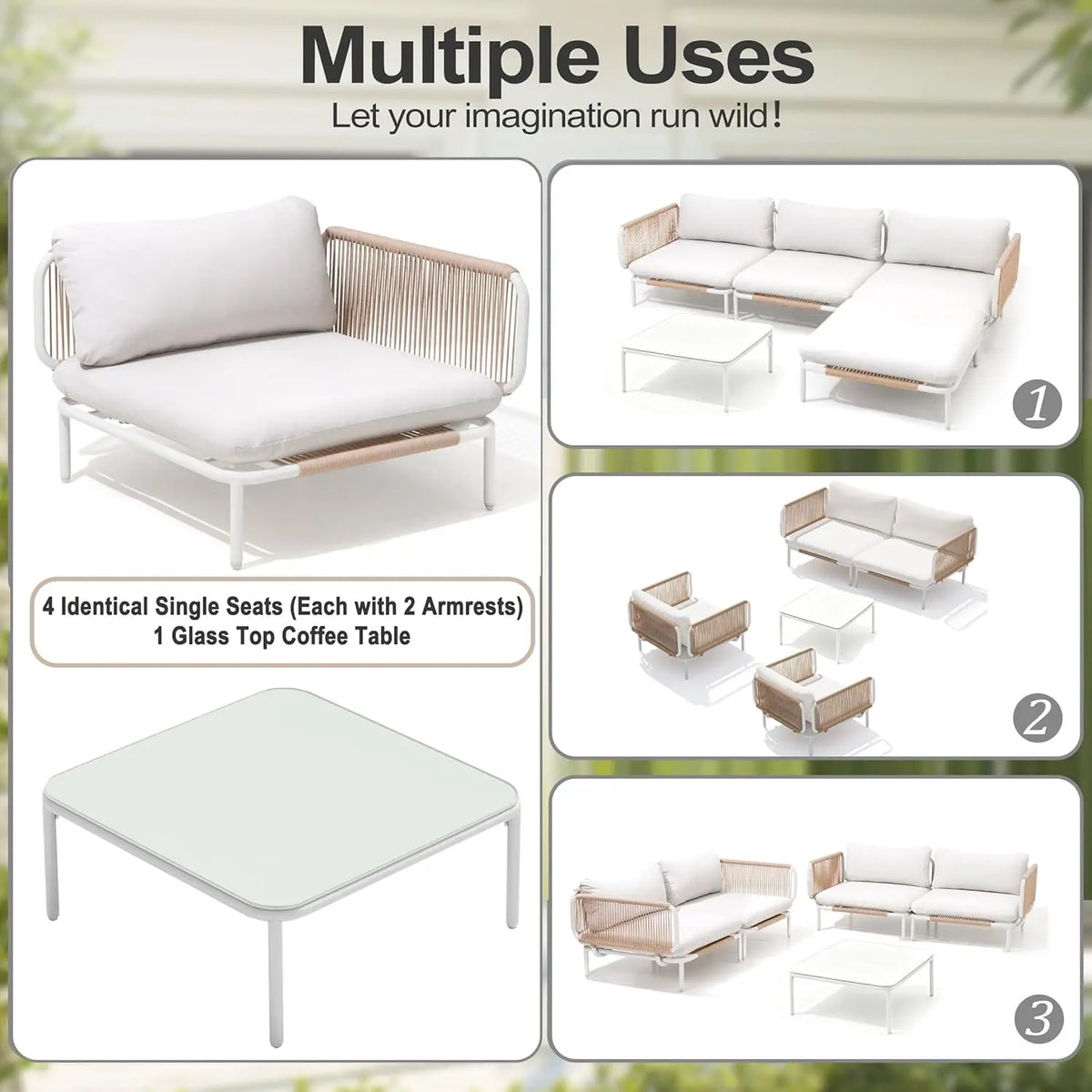 Modern Outdoor Sectional Sofa With Weather Resistant Frame