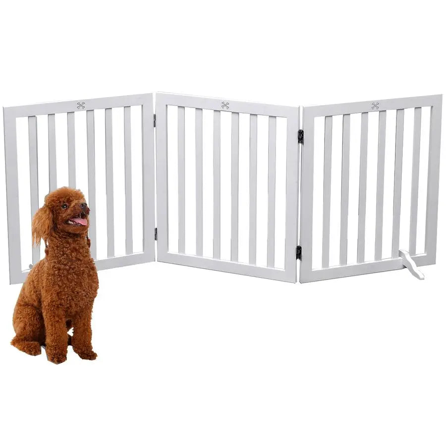 Freestanding Wooden Pet Gate Three Panel for Doorways and Stairs