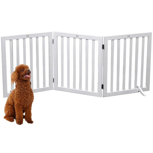 Freestanding Wooden Pet Gate Three Panel for Doorways and Stairs