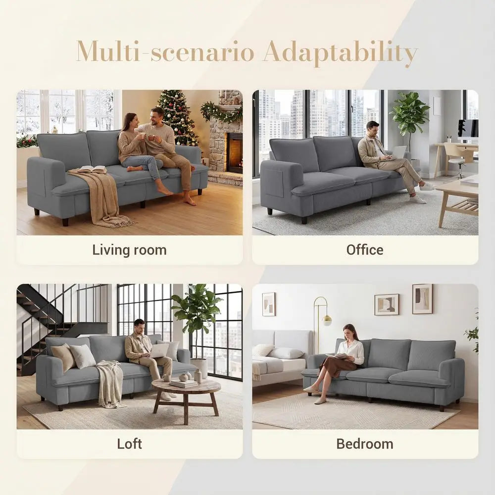 Three Seater Corduroy Sofa With Deep Seat For Living Rooms
