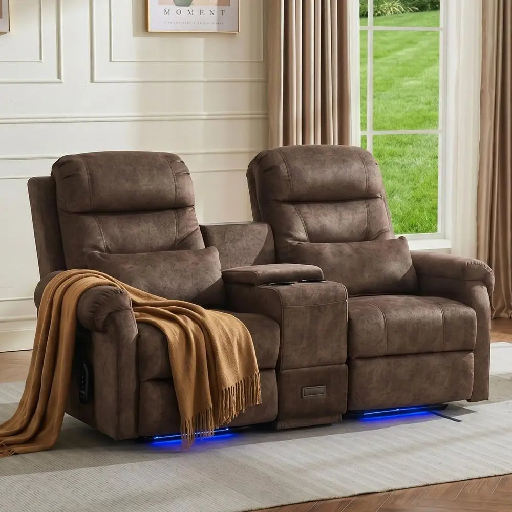 Dual Power Lift Recliner Loveseat for Elderly, 2Seat Electric Recliner Sofa with Massage amp Heat, Double Reclining Seating w C