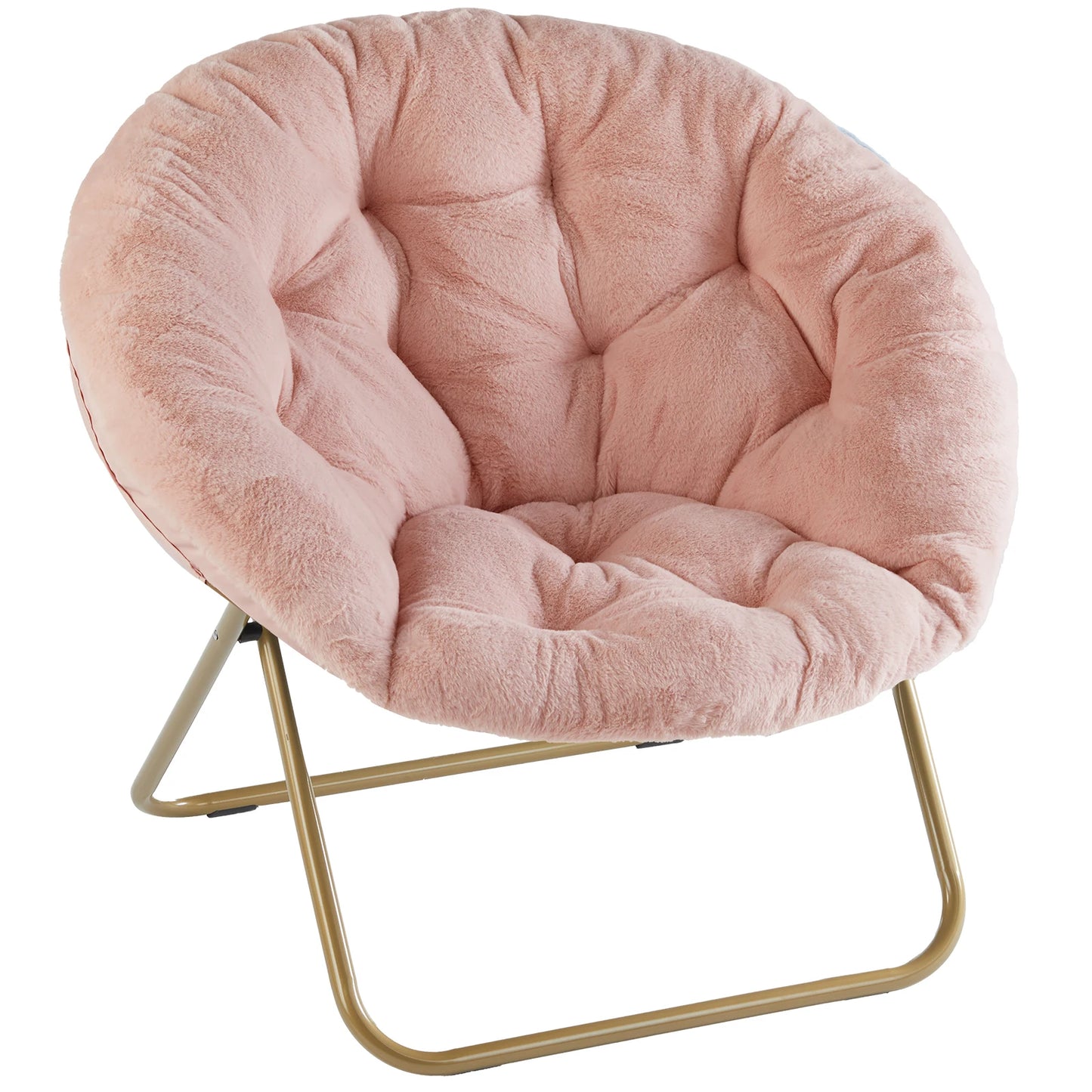 MCQ Ergonomic Faux Fur Folding Office Chair With Metal Frame