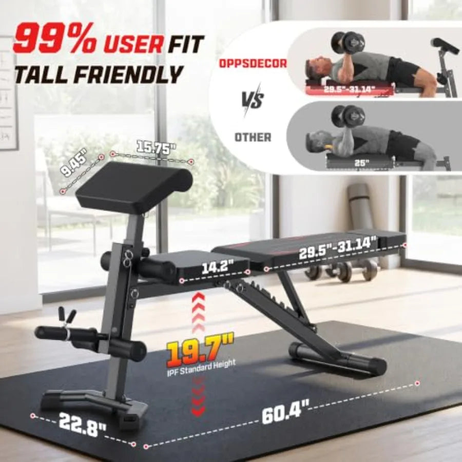 Adjustable Weight Bench With Leg Extension And Preacher Curl Pad