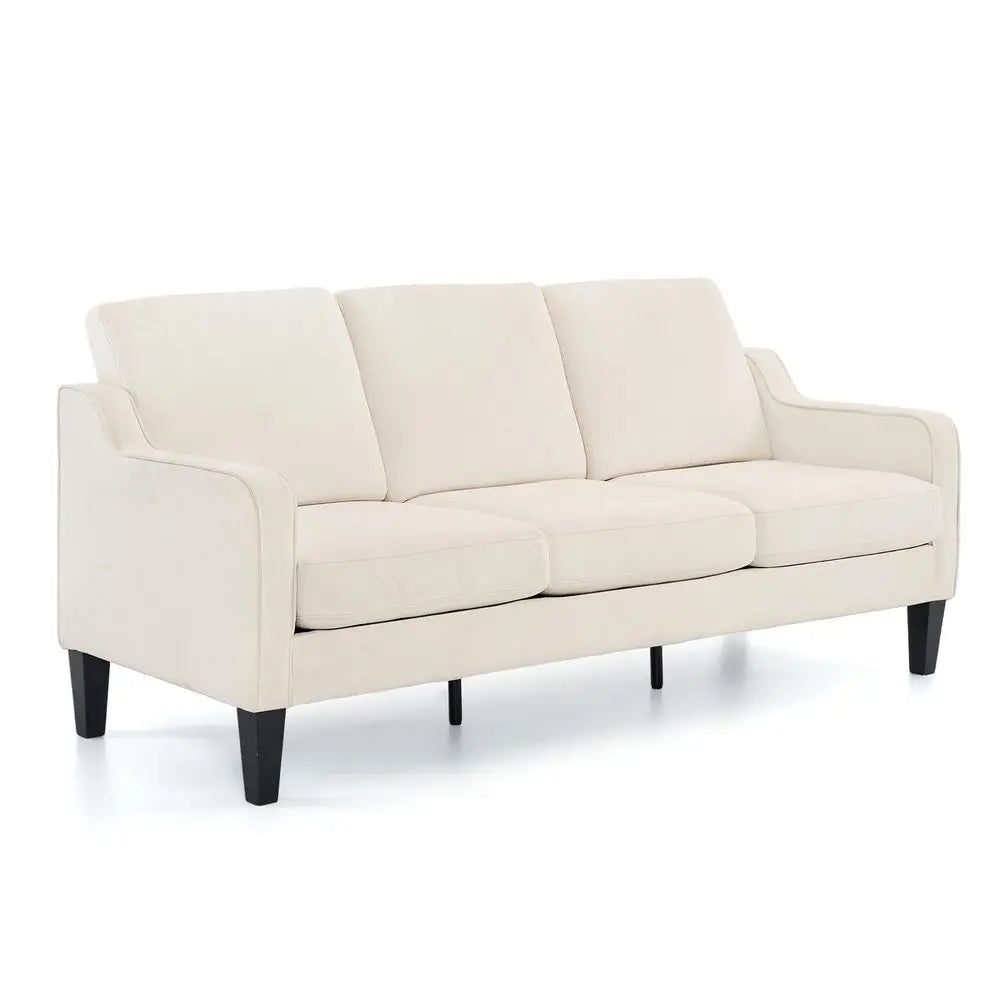 Small Couch Sofa 71 Comfy Couches for Living Room Beige 3 Seat Sofa Couch Mid Century Modern Sofa Furniture Couches with Scoope