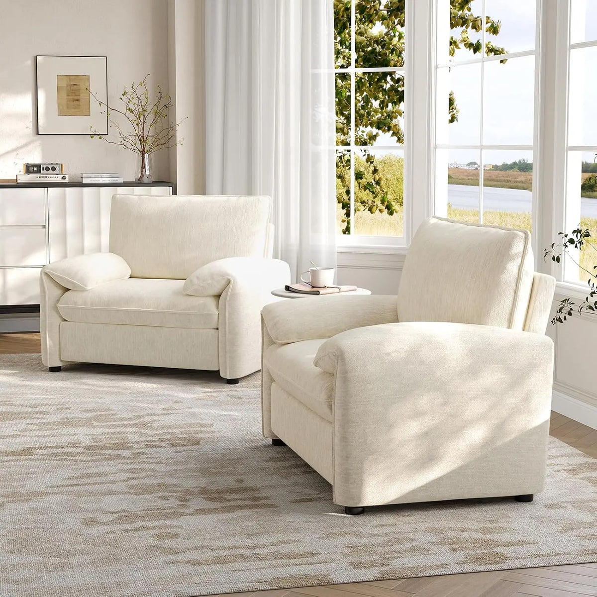 ONBRILL Plush Chenille Accent Chair Modern High Back Lounge Chair