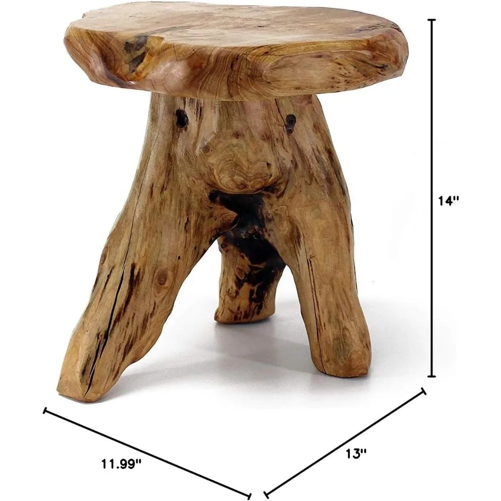 WELLAND Natural Cedar Stump Stool, Live Edge Mushroom Side Table, 14" H