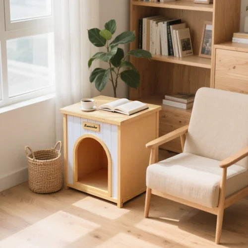 Certified Solid Wood Flat Roof Pet House for Small Pets