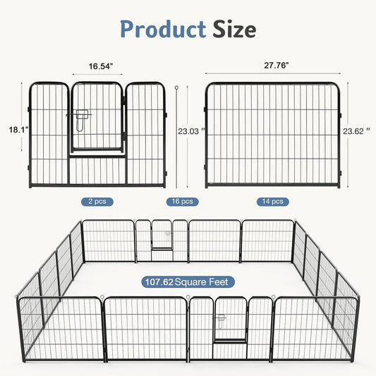 JHK Foldable Dog Playpen Fence For Indoor Outdoor Use
