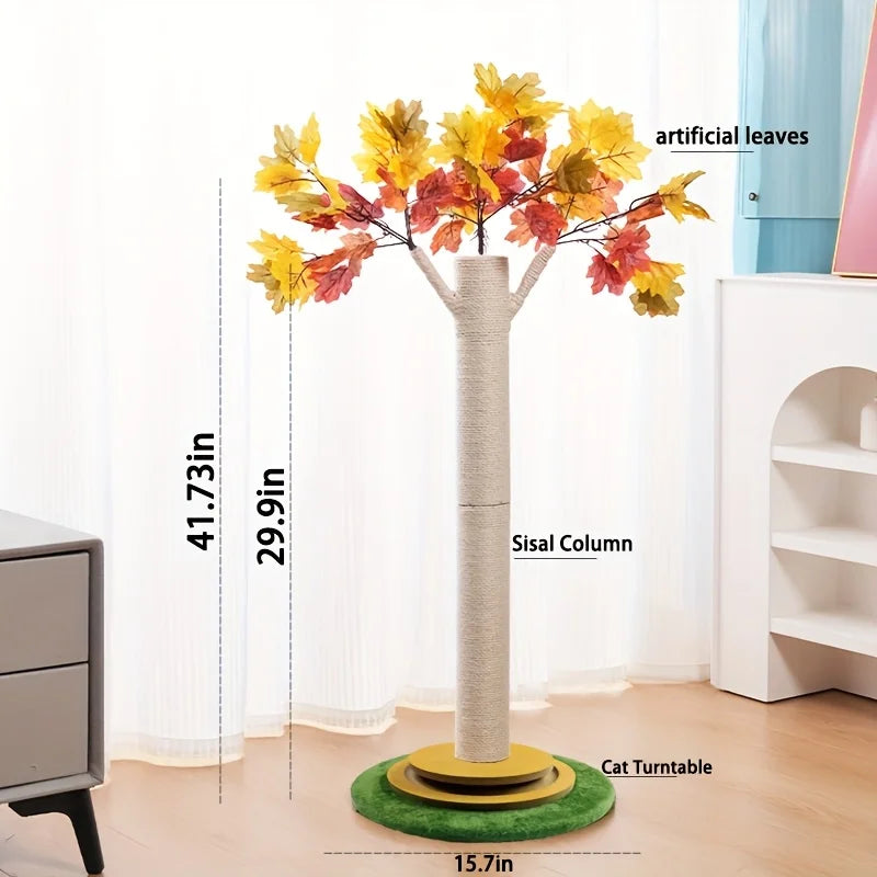 Cat Scratching Post, Maple Leaf Cat Scratching Board, Suitable for Indoor Adult Cats and Kittens, with a Stable Base, Sisal Rope, Interactive Toys, and Cat Gifts, Cat Scratching Board