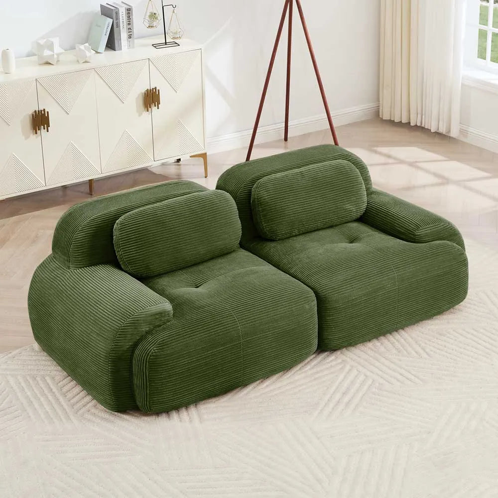Modern Corduroy Loveseat Sofa With Curved Armrests And Plush Comfort