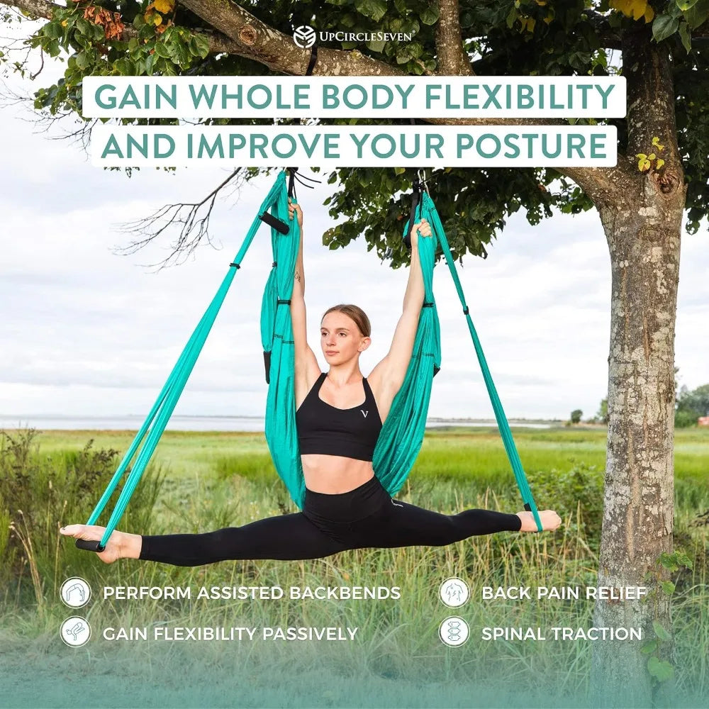 UpCircleSeven Aerial Yoga Swing With Padded Handles And Ceiling Mount