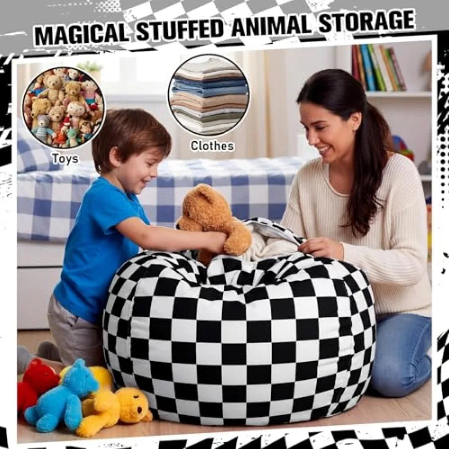 Large Car Racg Bean Bag Chairs Cover No Fillg Washable Stuffed Animal Storage Beanbag Chair for Canvas Bean Bag Cover with Zipp