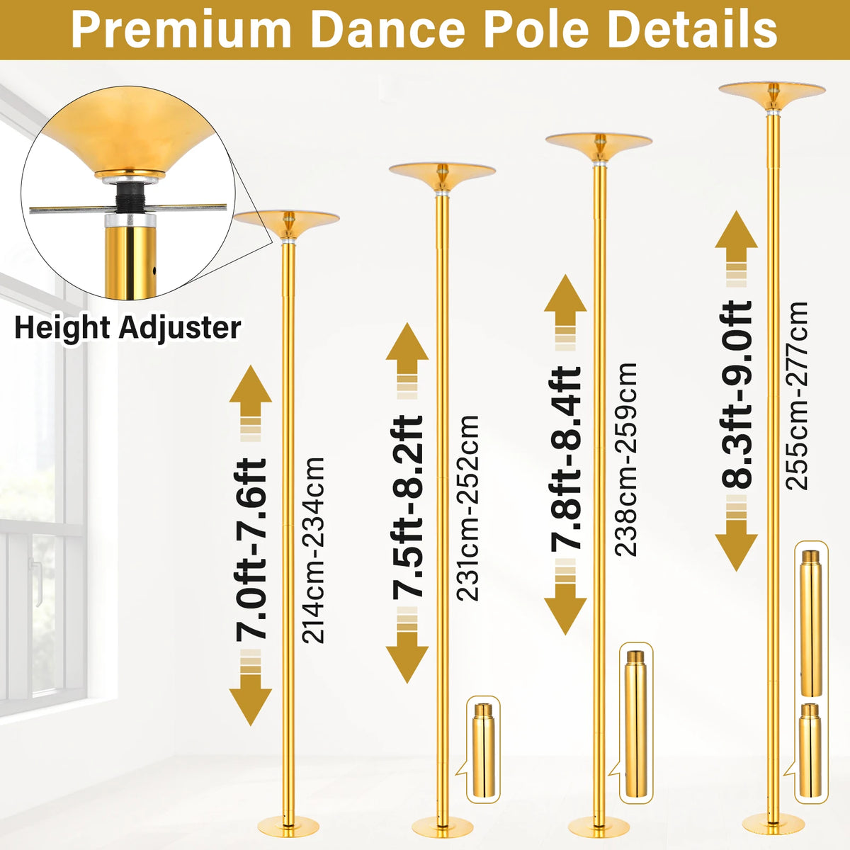 Portable Spinning And Static Dance Pole For Home Fitness