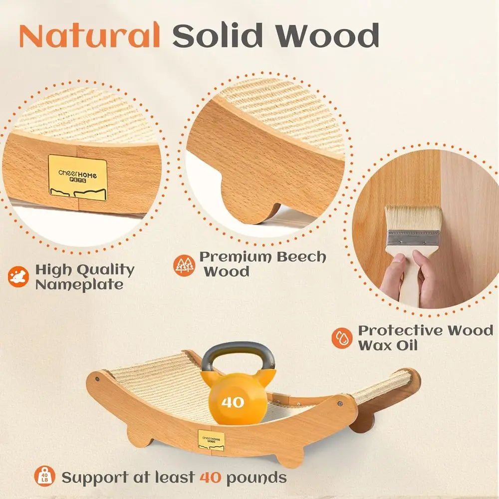 Cat Scratcher Bed Indoor Cats Hammock Scratching Pad Cat Chair Sisal Scratch Post Large Cats Scratcher Lounge Wooden Cat Furnitu