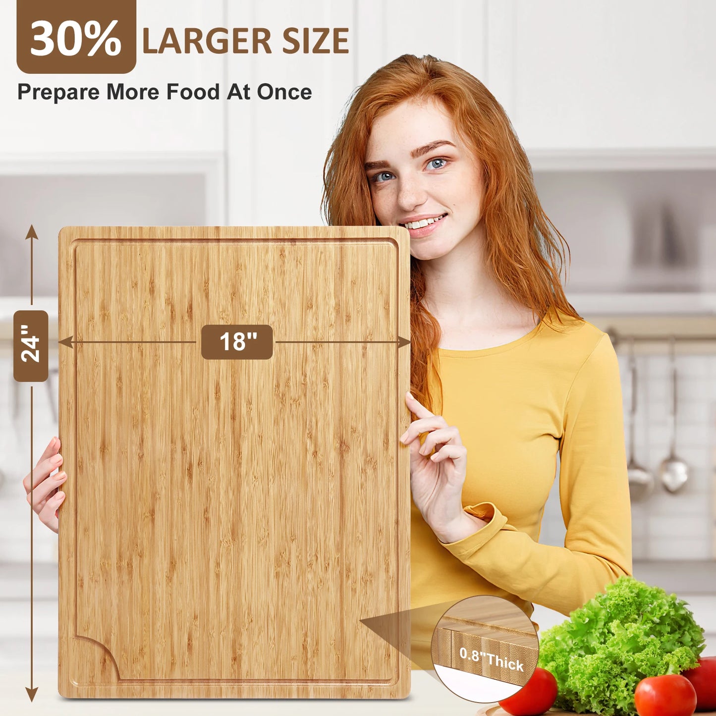 Studyset Bamboo Cutting Board With Handle And Juice Groove