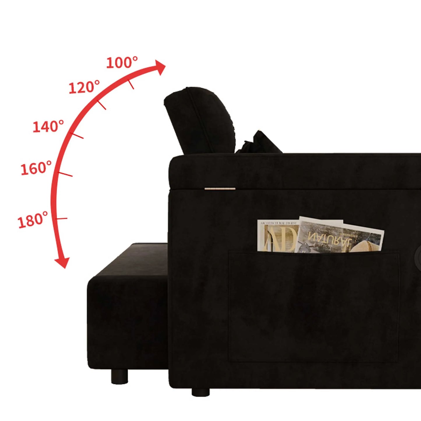 Adjustable Foldable Sofa Bed With USB Port And Storage Armrests