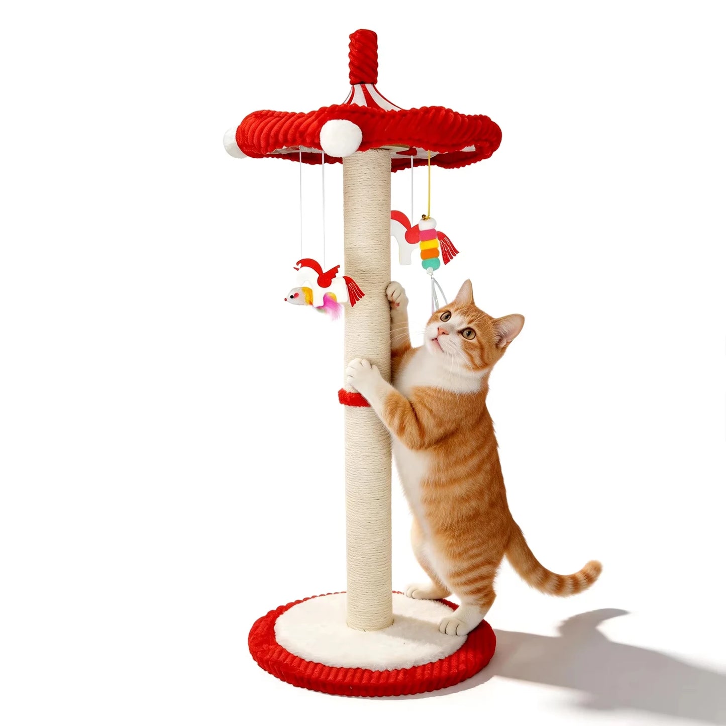 Rotating Interactive Cat Scratching Post Sisal Cat Tree Tower Durable For Indoor Kittens And Adult Cats Wear Resistant Climbing