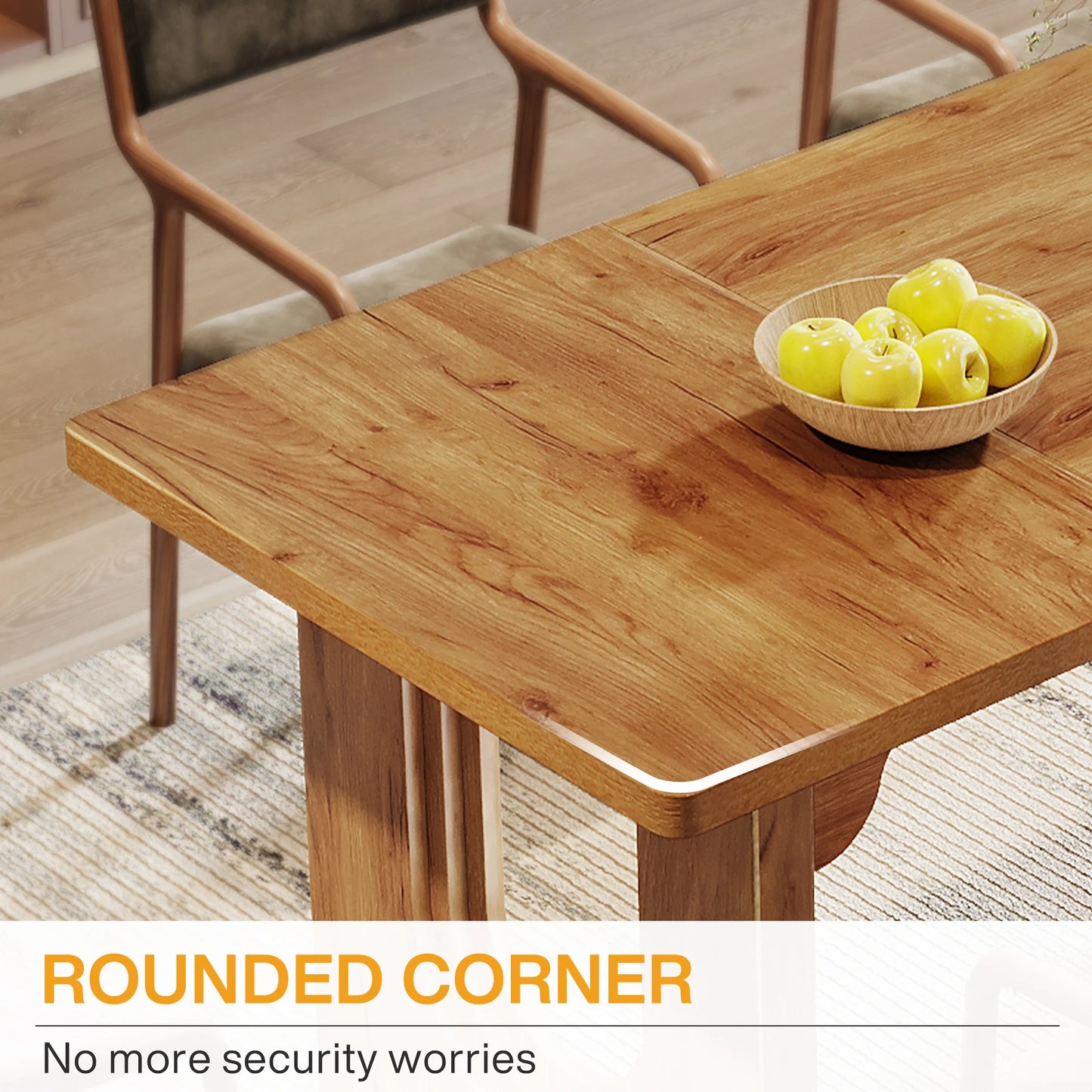 LITTLE TREE Modern Dining Table for 6 to 8 People, 71" Large Kitchen Dining Table with Wood Pedestal Base