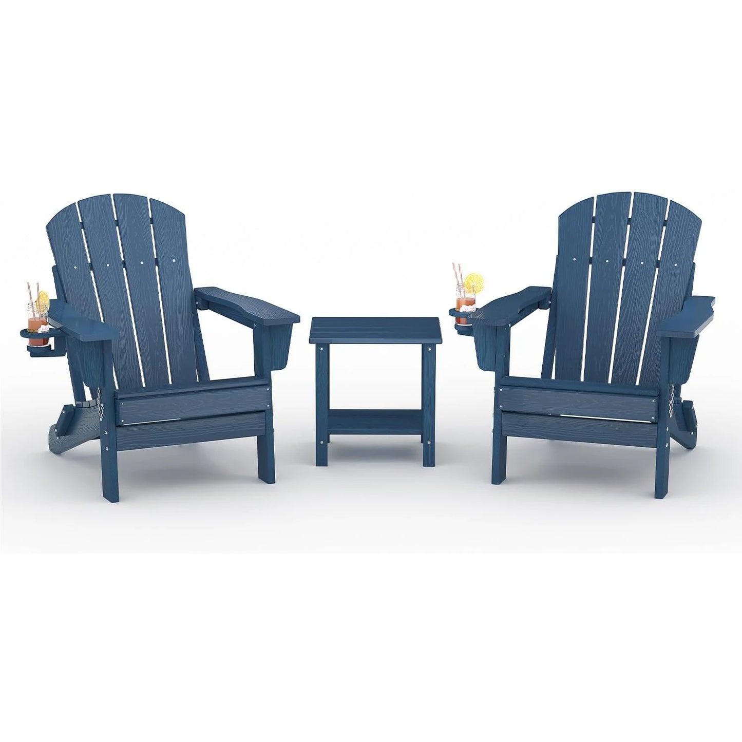 HiMISS Folding Chair Set With Side Table Outdoor Patio Furniture