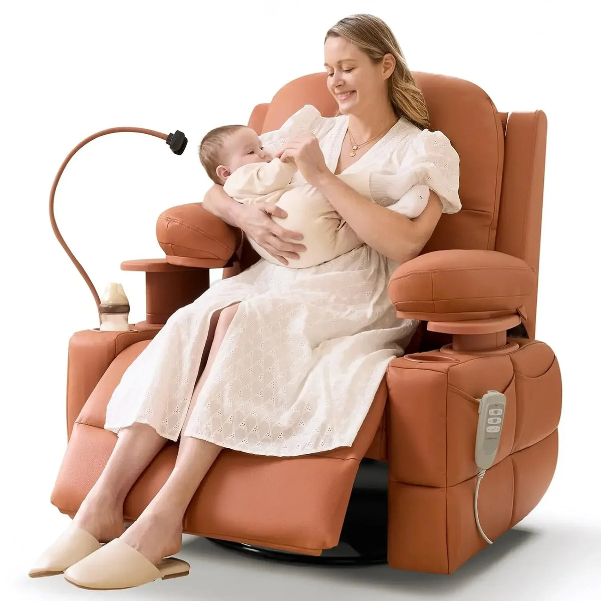 Pro Oversized Rocking Chair Nursery with Adjustable Armrests, Electric Glider Nursing Chair for, Customized