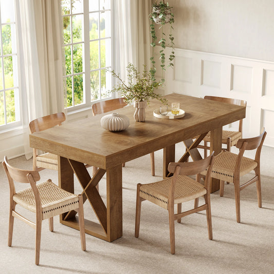 Tribesigns Dining Table For 4 To 6 People Farmhouse Rectangle