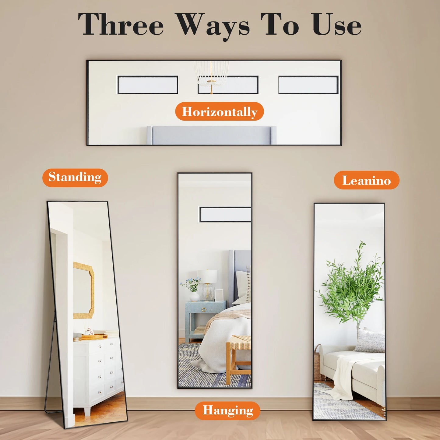 JHK 68"x26" Arched Full Length Mirror with Stand Floor Free Standing Aluminum Frame for Bedroom Bathroom Body Hanging Leaning