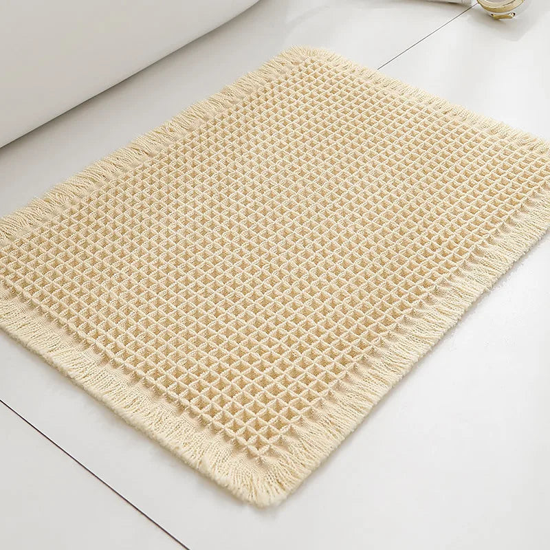 Waffle Bath Mat Non Slip Rubber Backed, Machine Washable, Ultra-Soft