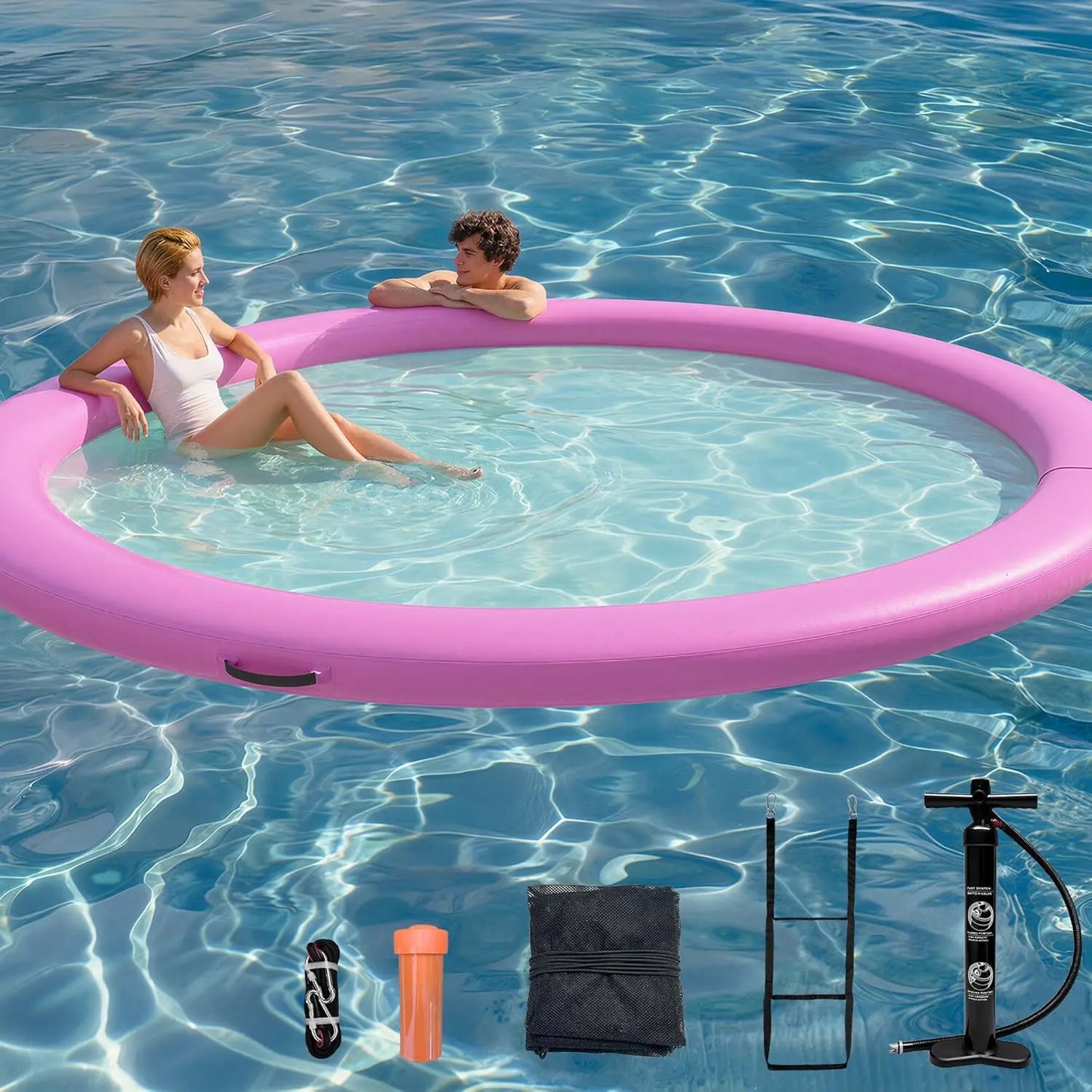 Water Hammock Inflatable Float Ring With Mesh Design