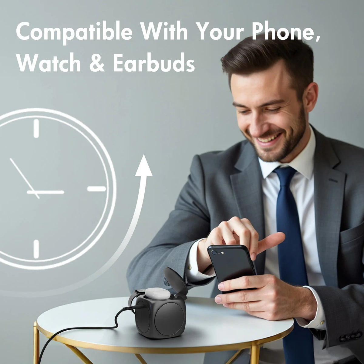3 in 1 Foldable Magnetic Wireless Charger 15W Fast Charging for iPhone Watch Airpods - Compact Multi-Device Stand