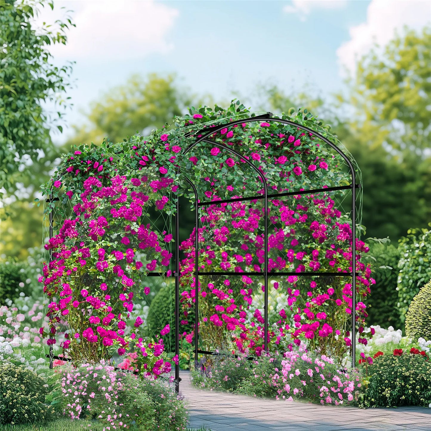BINGOPAW Cucumber Trellis Metal Garden Arch For Climbing Plants