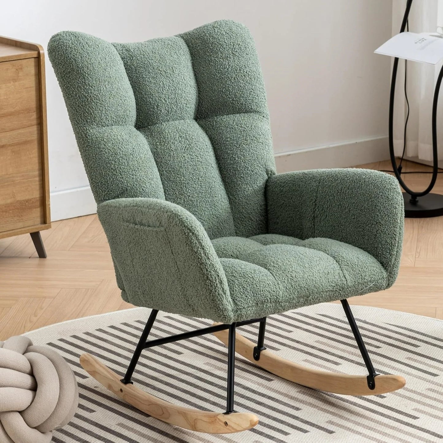 Studyset Teddy Boucle Nursery Rocker With Side Pocket High Back