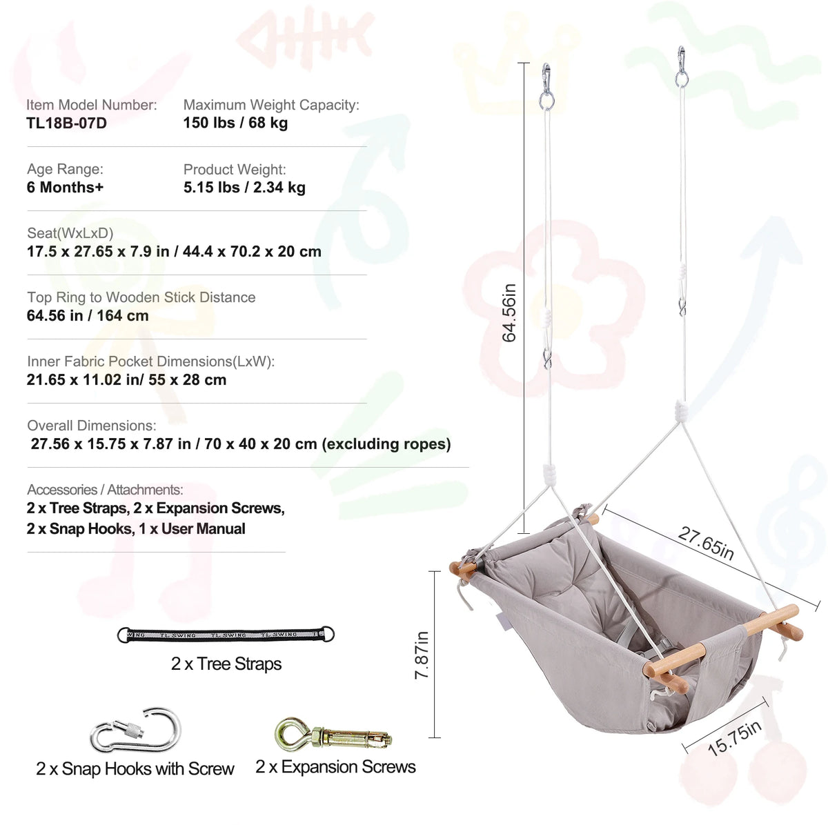 SucceBuy Tree Swing, 40In Saucer Swing 750lbs Capacity 900D Oxford Fabric Swing Seat with 2 Hanging Straps for Kids Outdoor Blue