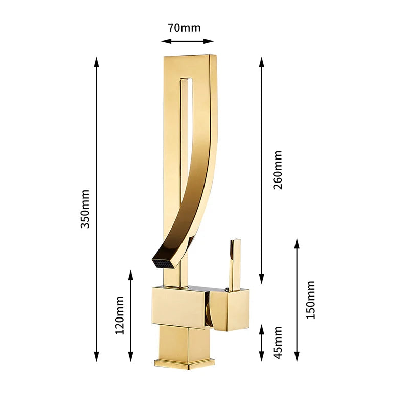 Wanmivezlo Brass Deck Mounted Basin Faucet Waterfall Mixer Tap