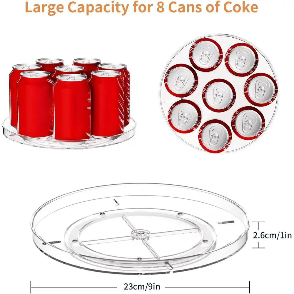 2 Pack Lazy Susan Organizer Turntable, Clear 9 Inch Rotating Organizer Tray, Kitchen Storage or Pantry Countertop Bathroom, Spic