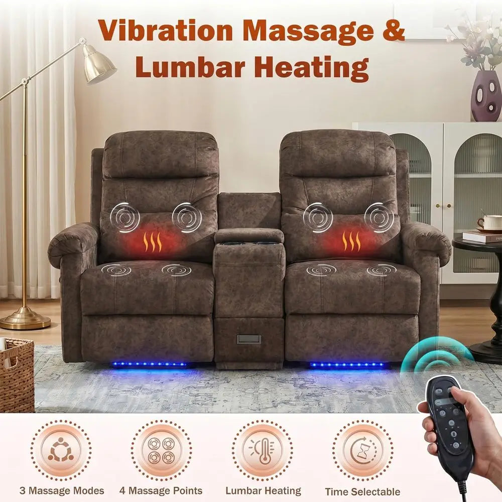 Dual Power Lift Recliner Loveseat for Elderly, 2Seat Electric Recliner Sofa with Massage amp Heat, Double Reclining Seating w C