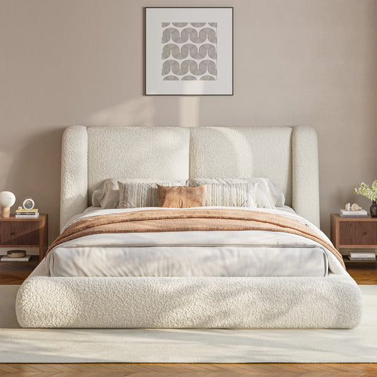 EnHomee Cloud Bed Frame With Soft Upholstered Wingback Headboard