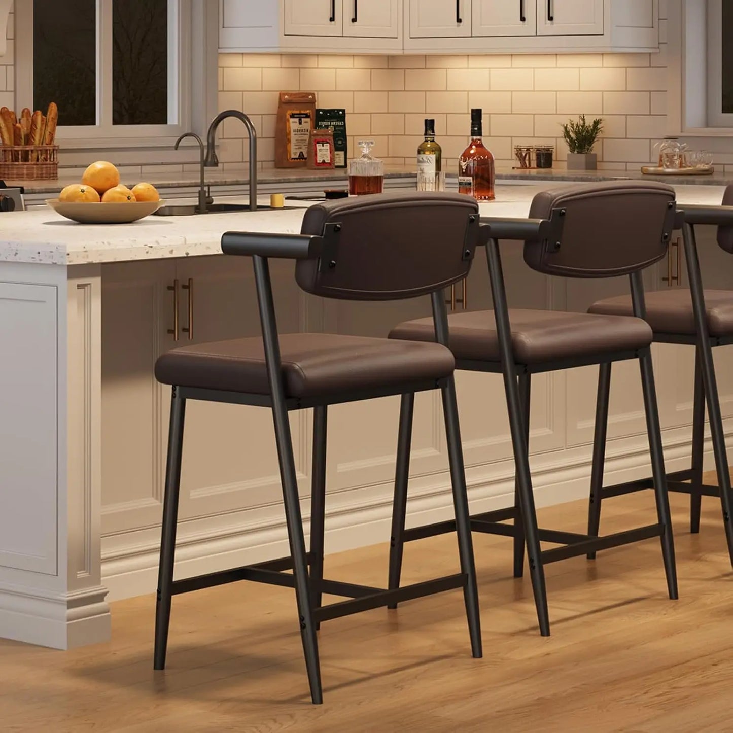 HobbyLane Counter Height Bar Stools Set With Back And Armrests