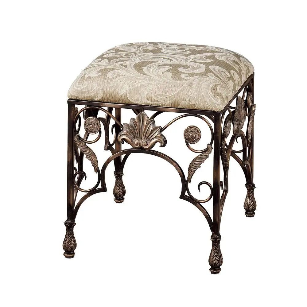 of Class Elegant Raina Upholstered Square Vanity Stool for Bedroom, Bathroom, Hallway