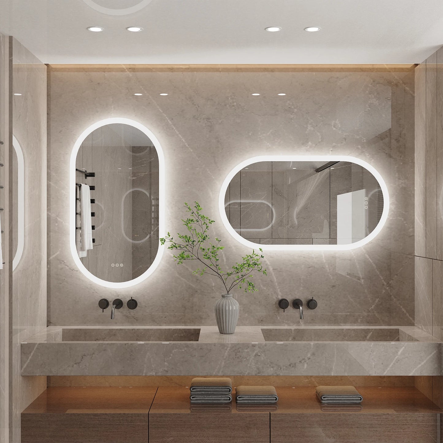 Wisfor LED Oval Bathroom Vanity Mirror With Anti-Fog Lights