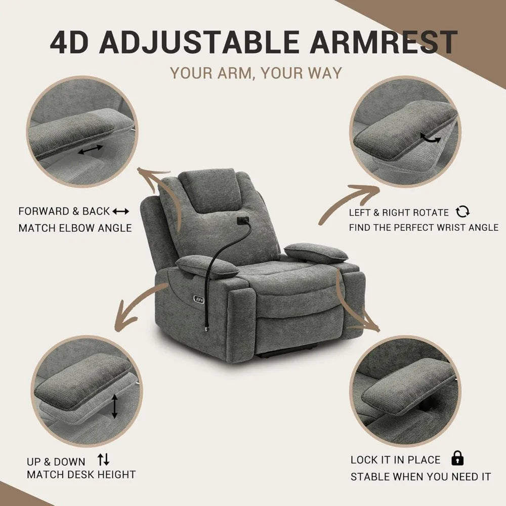 Oversized Recliner Power Lift Chair for Elderly Big Tall, Zero-Gravity Dual Motor Power Recliner Sofa, 350lbs Heavy, Customized