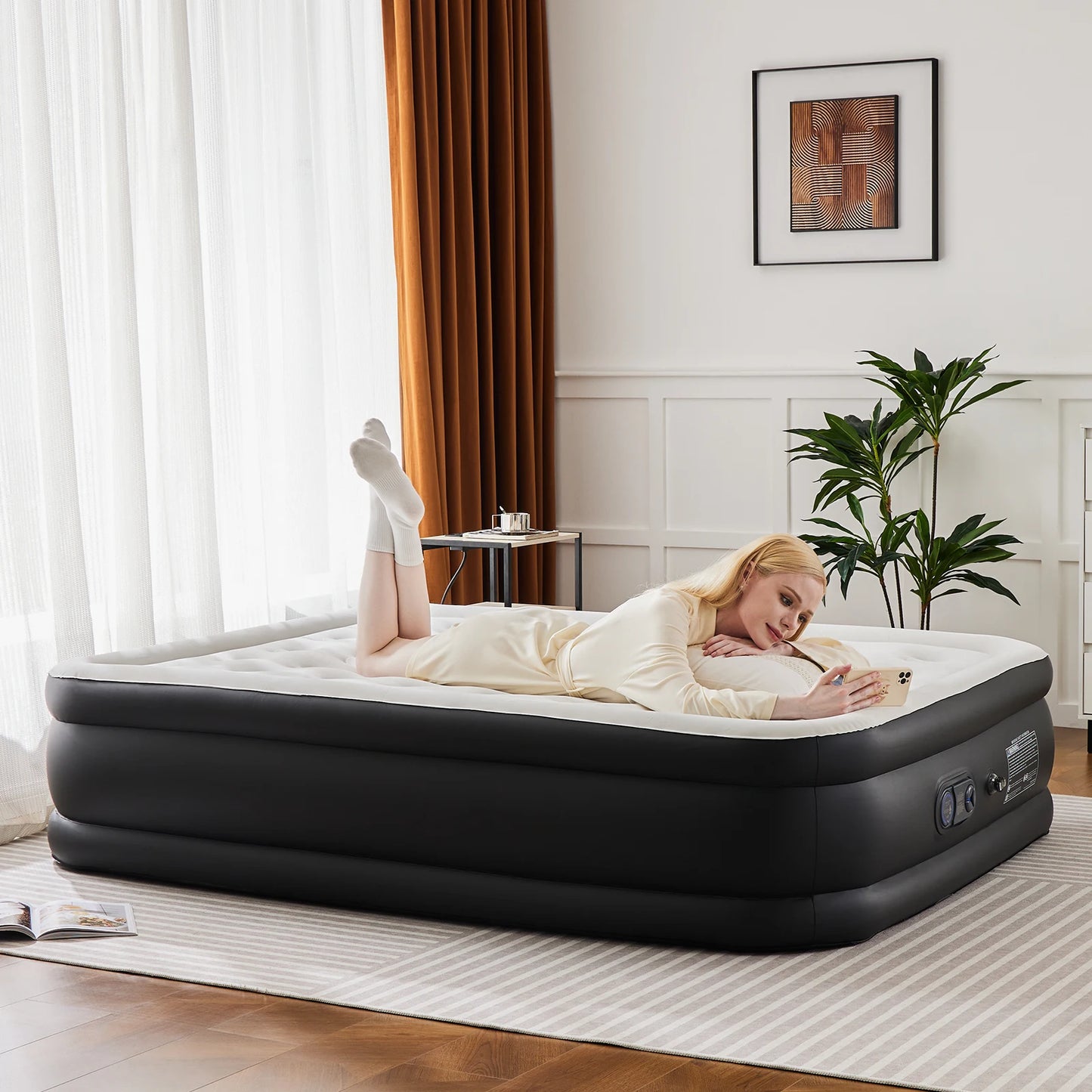 JHK Air Mattress With Non-Slip Bottom Weight Capacity 660 Lbs