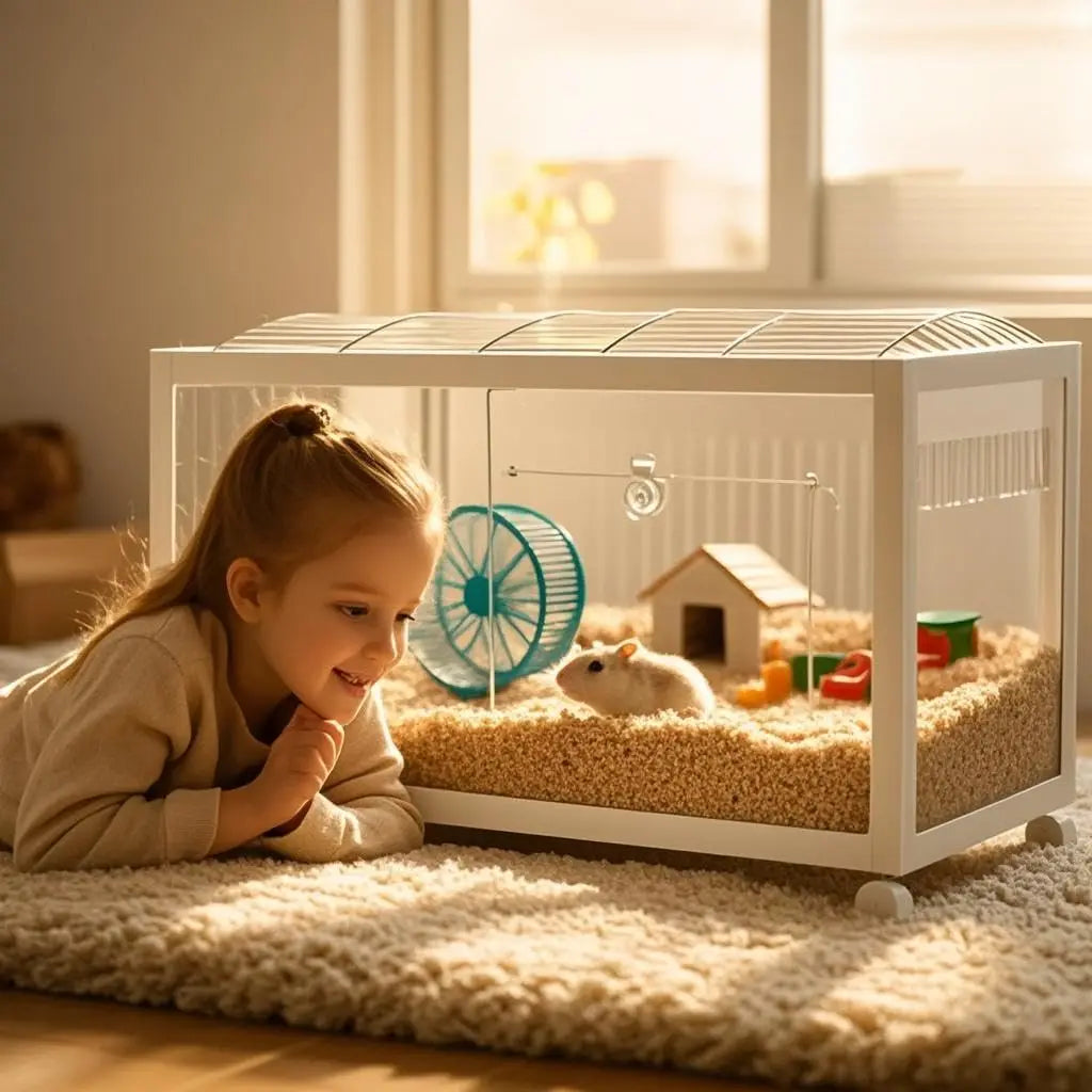 Studyset Hamster Cage With 360 Degree Viewing Wheels Chew Proof Doors