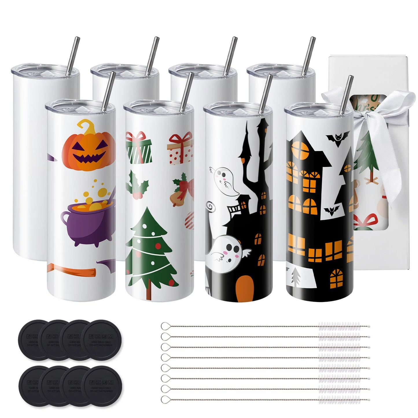 SucceBuy Straight Sublimation Tumblers Stainless Steel Double Wall Cups