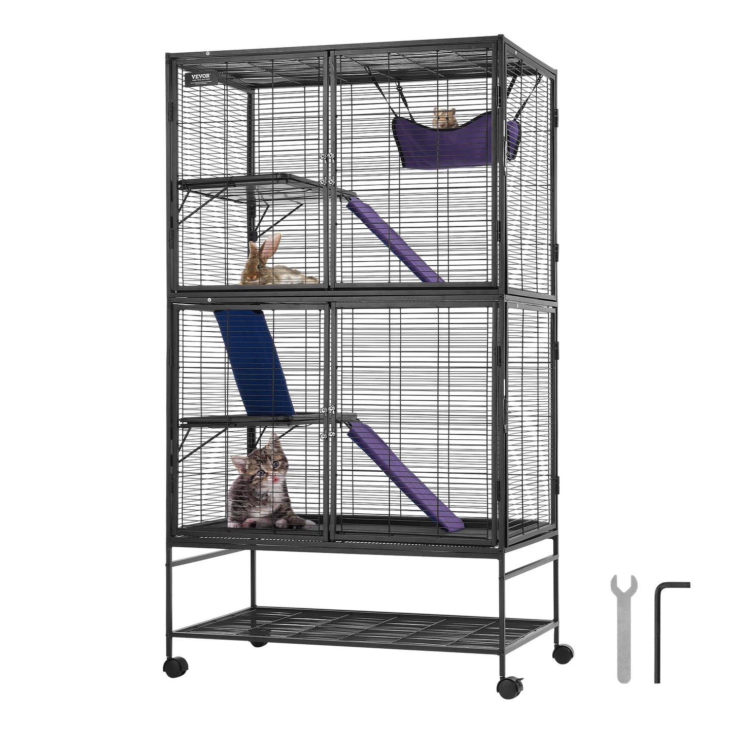 SucceBuy Rolling Metal Ferret Cage 4-Tier Critter Nation Small Pets