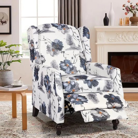 Upholstered Wingback Manual Recliner Chair for Living Room and Bedroom