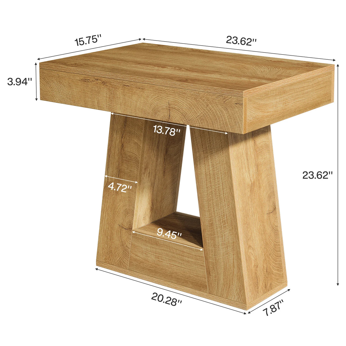 Tribesigns Side Table, 2-Tier Narrow Wooden End Table with Trapezoid Base, Farmhouse Small Nightstand for Living Room, Bedroom