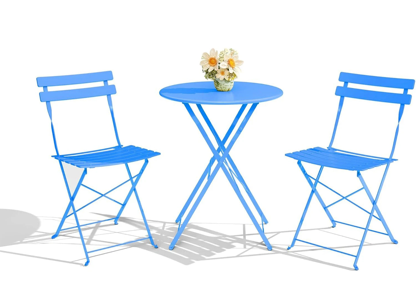 TWISTER.CK Patio Bistro Set, Folding Metal Table And Chairs