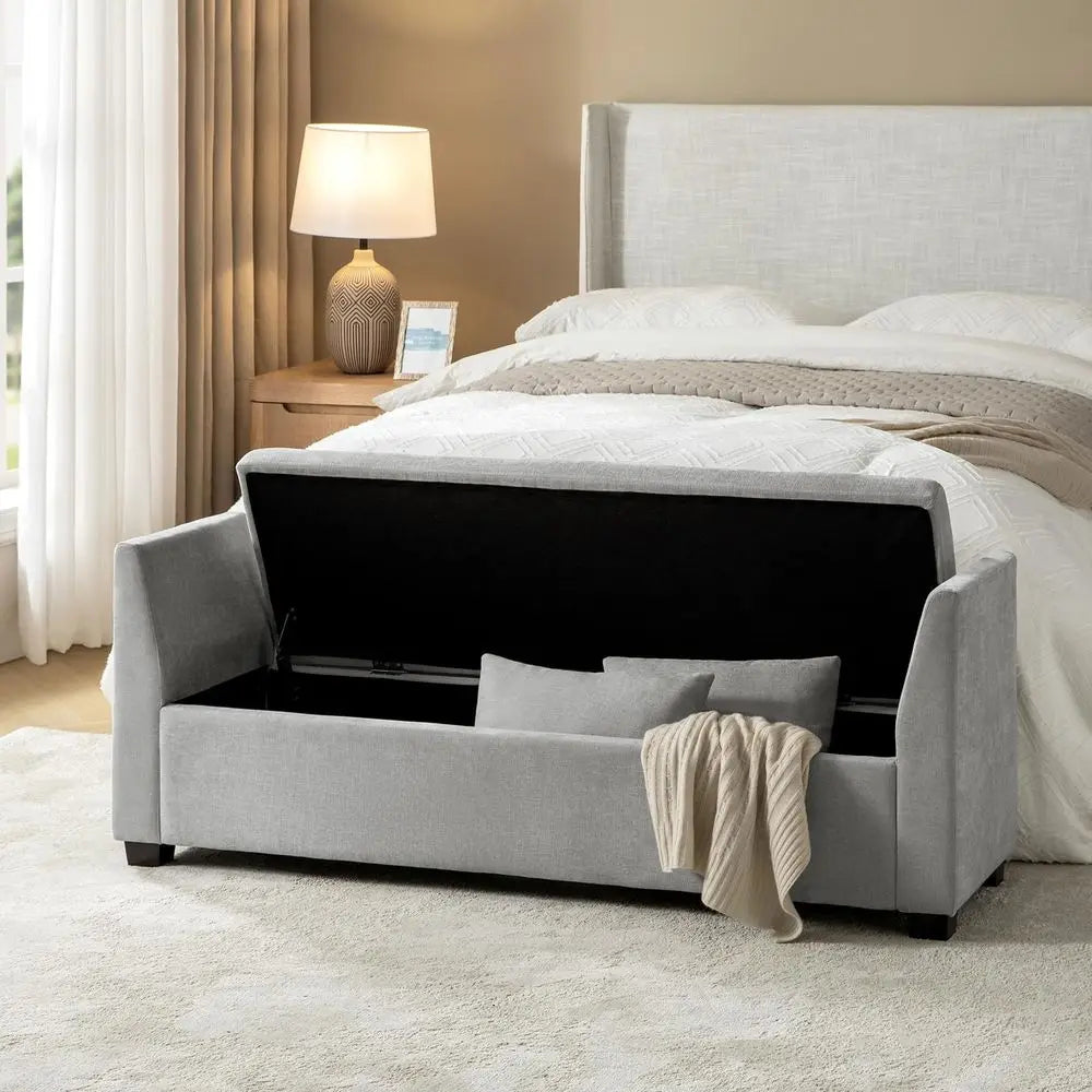 60 Storage Ottoman Bench with Pillows, Water Resistant Storage Bench End of Bed Upholstered Bedroom Entryway Storage Ottoman Fo
