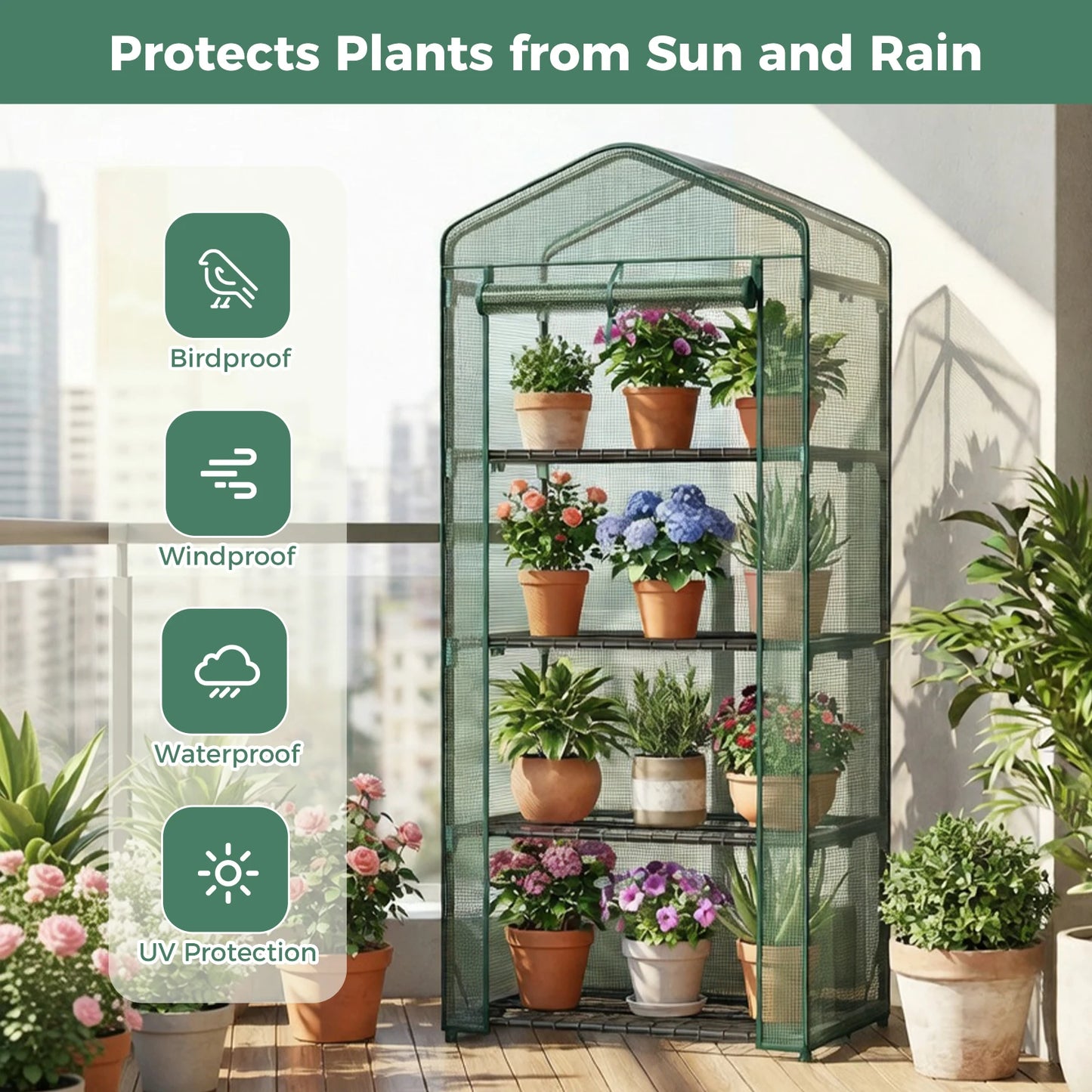 Portable Indoor Greenhouse With Multi Tier Plant Growing Rack